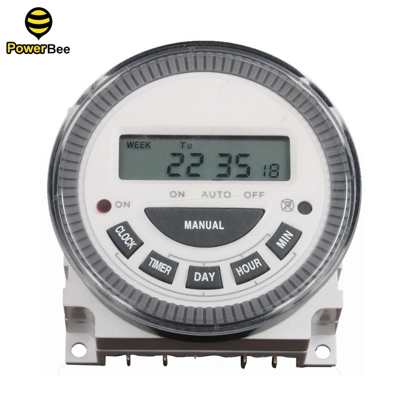 CN304 Weekly Programmable Timer Switch 220V 110V 24V 12V 1NO 1NO+1NC Digital LCD Power Time Relay 16A Easy Wiring