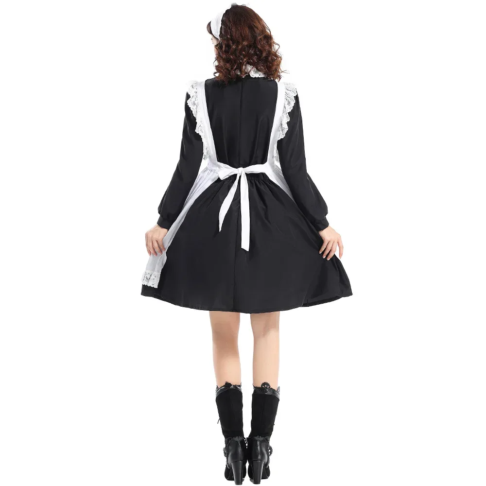 Halloween Costume Adult Female French Manor Maid Retro Costumes Women School Party Show Stage Performance Lolita Dress Up Outfit