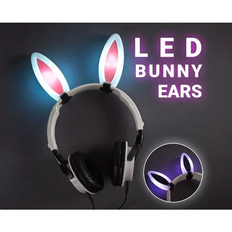 

RGB LED Bunny Ears for Headphones -Color-Changing Light Up Headband with Multiple Modes for Gaming, Raves&Parties&Easter Holiday