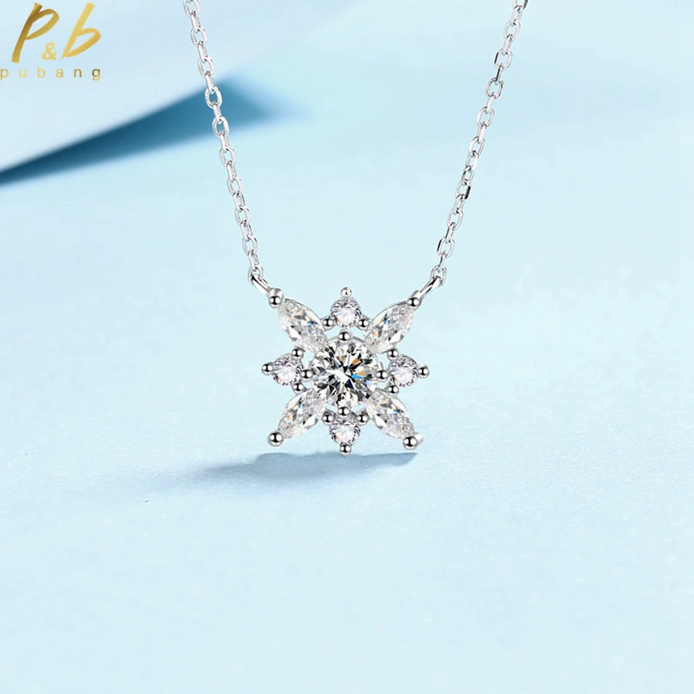 

PuBang Fine Jewelry Real 925 Sterling Silver Moissanite Diamond Cocktail Pendant Necklacefor Women Engagement Gift Free Shipping