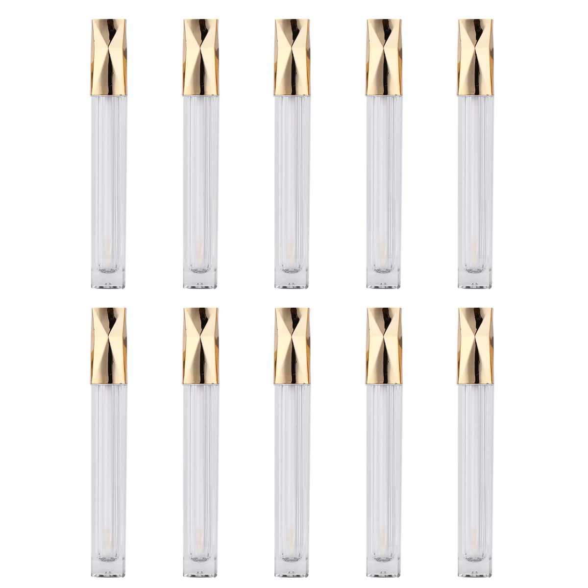 

10pcs 5Ml Lip Gloss Bottles Empty Tubes For Lip Liquid Makeup Storage Travel Portable Containers Golden Transparent