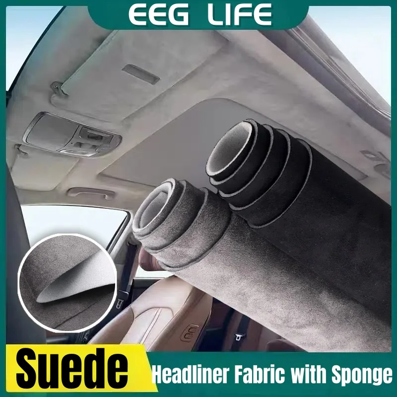 

Black Foam Backed Suede Headliner Fabric for SUV RV Boat Car Roof Interior Replacement Lining Sky Ceiling Liner Fabrics Material