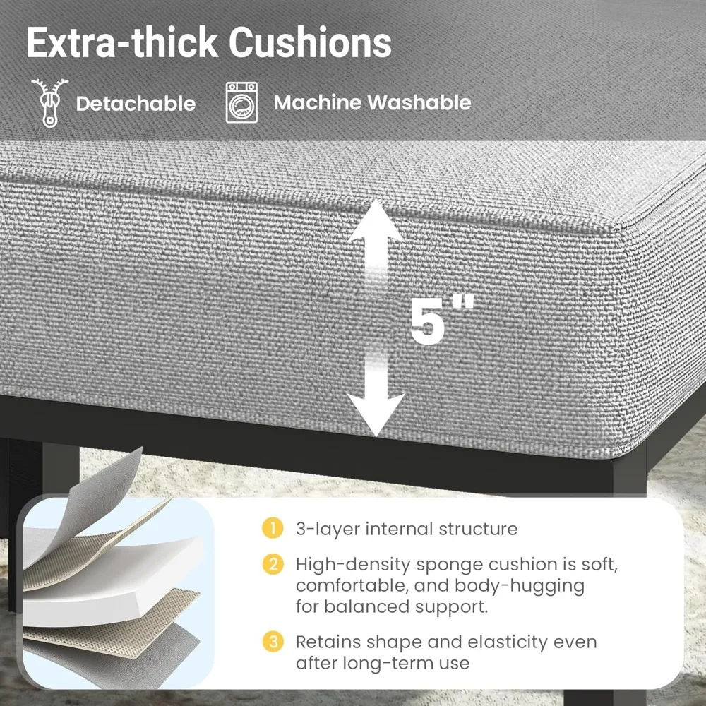 Conjunto de 2 otomanos de metal para móveis de pátio Wisteria Lane, otomanos de metal para exterior com almofadas atualizadas, para todos os climas