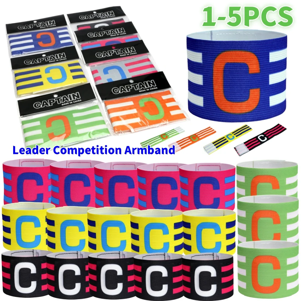 1-5 pezzi fascia da braccio per capitano di calcio per bambini adulti regolabile allenamento di calcio leader di calcio fascia da braccio braccialetto accessori da calcio