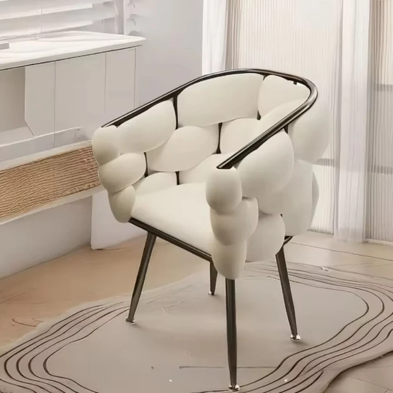 Light luxury style thick sponge wrapped makeup chair, cream style fashionable makeup chair, leisure chair, coffee chair