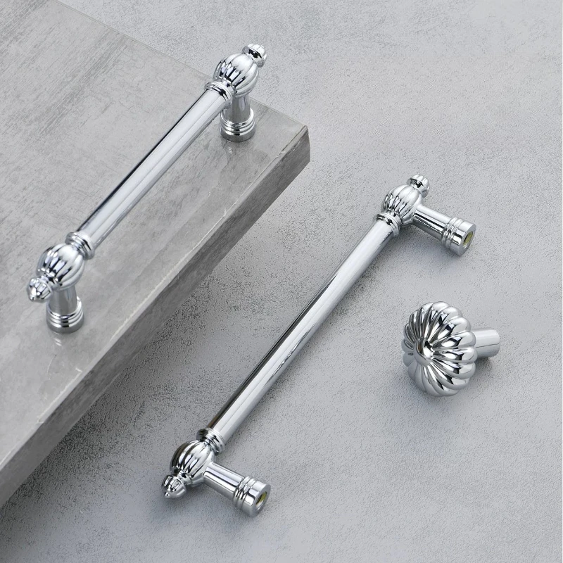 Zinc Alloy Bright Chrome Pumpkin Bedroom Kitchen Cabinet Handles and Knobs Drawer Handles Wardrobe Door Pulls Furniture Hardware