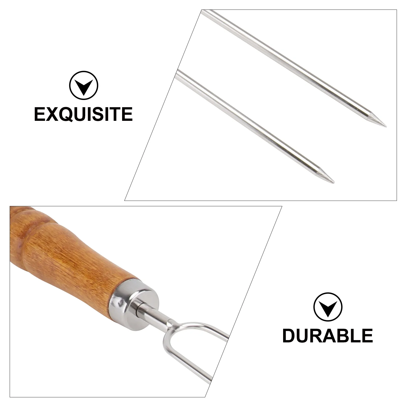 

6pcs Stainless Steel Skewers Reusable Non Rust BBQ Roasting Sticks Marshmallow Forks Hot Pot Dog Grilling Tools Eco Friendly