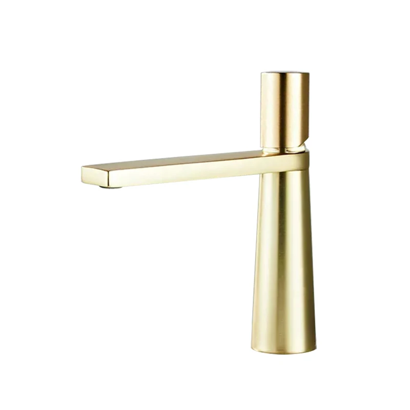 Imagem -06 - Lavatório Faucet Brush Gold Brass Torneira Misturadora para Banheiro Preto Cinza Single Handle Quente e Frio Torneiras de Lavotoria