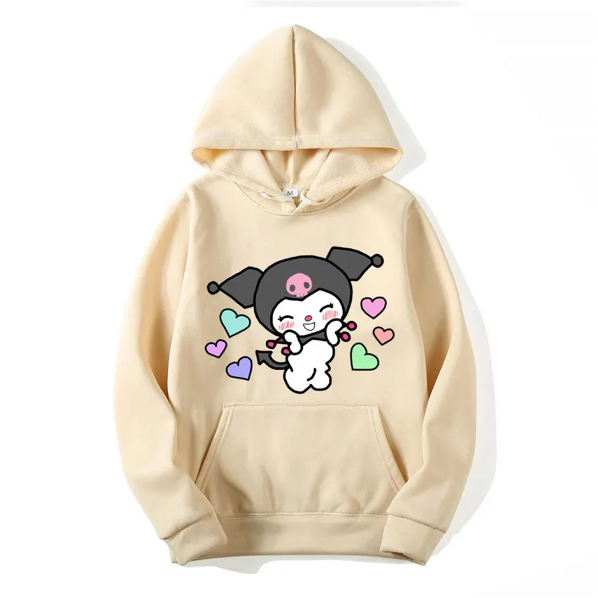 Purple Kuromi Cartoon Anime Women Pullover Tops Spring Autumn Men Oversized Sweatshirt 2024 New Couple Hoodie Clothes