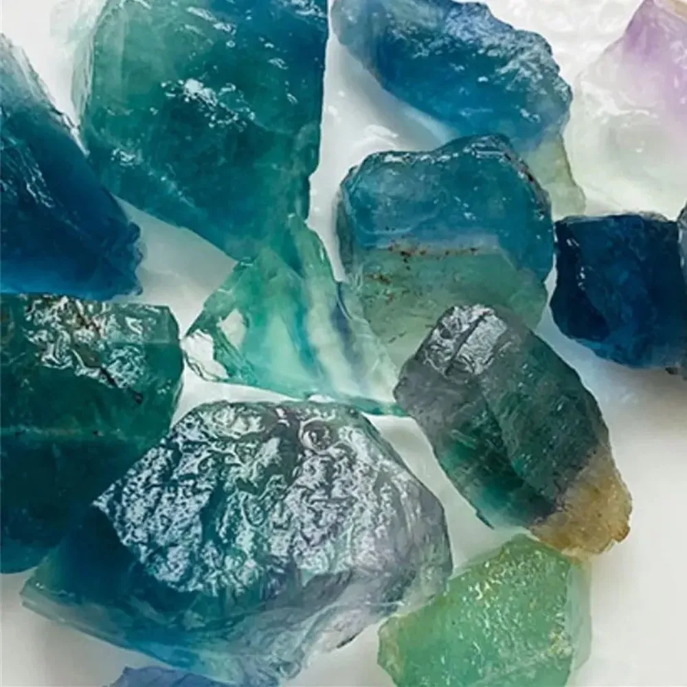 Natural Raw Rainbow Fluorite Rough Stones, Healing Crystal Gemstone Specimens for Collection, Home Decor & Energy Work
