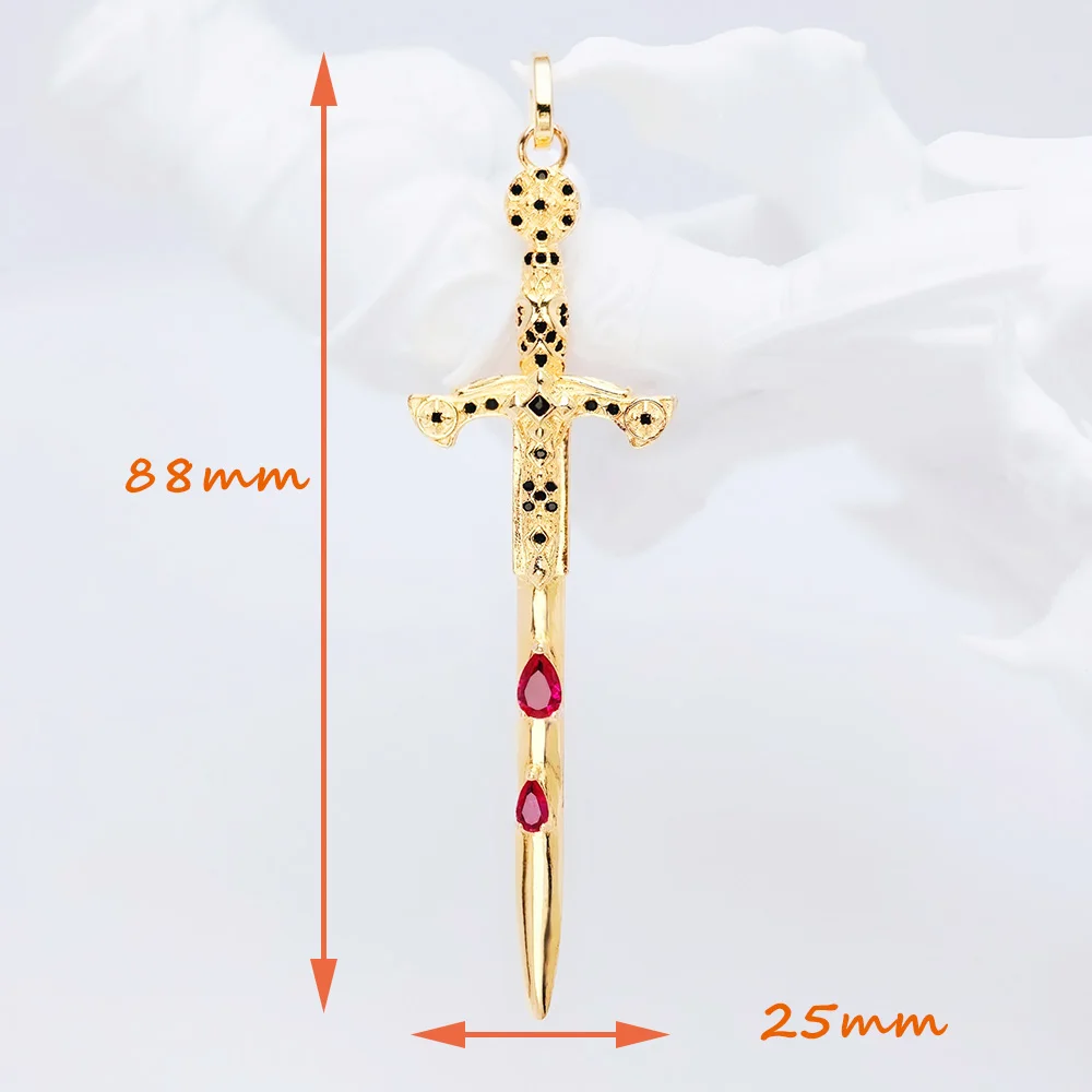 Pendant Gold Sword Brand New Summer Fine Jewelry Vintage Design Accessorie 925 Sterling Silver Gift For Women Men