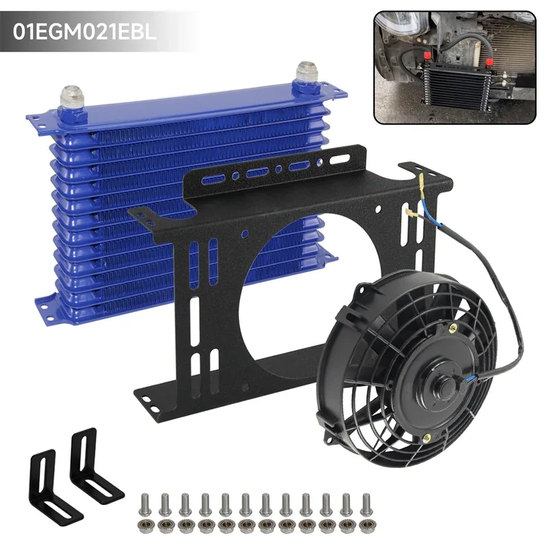 

AN10 Черный/Синий 13-рядный масляный радиатор, трансмиссия 7/8 "-14 UNF + комплект электрического вентилятора 7 дюймов с универсальным комплектом монтажных кронштейнов нового типа