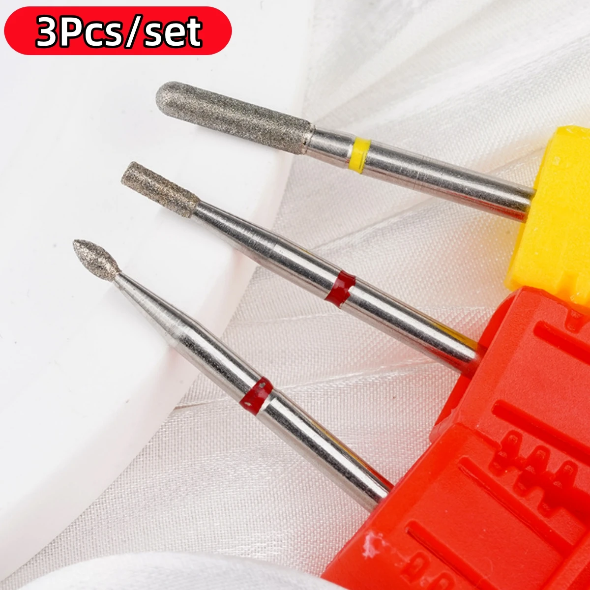 مجموعة رؤوس أظافر ماسية مكونة من 3 قطع أدوات تلميع الأظافر، لقمة ثقب أظافر ماسية رفيعة جدًا ومزيل باديكير لجل الأكريليك #1