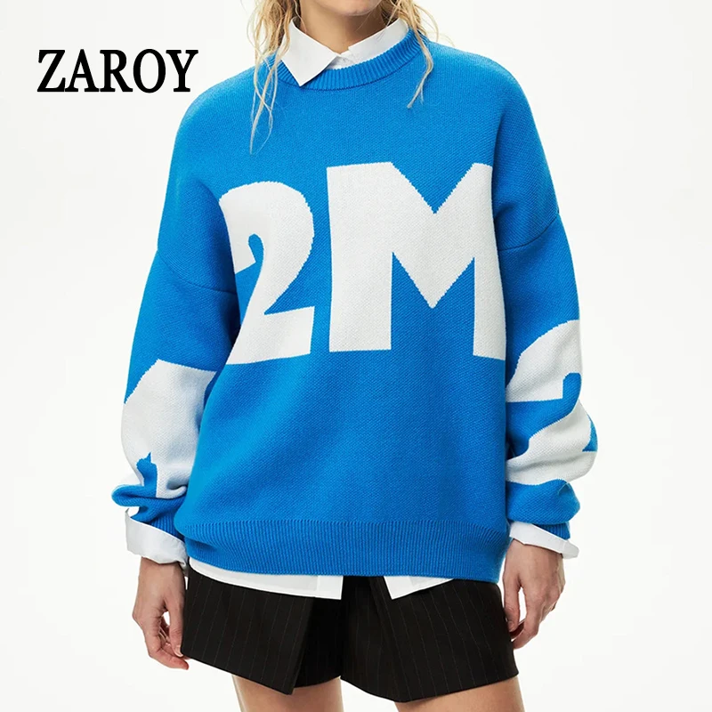 

ZAROY 가디건 suéter mujer 2025 Autumn Hip Hop Knitted Sweater Women's Sweater Loose Pullover Korean Pullovers Streetwear