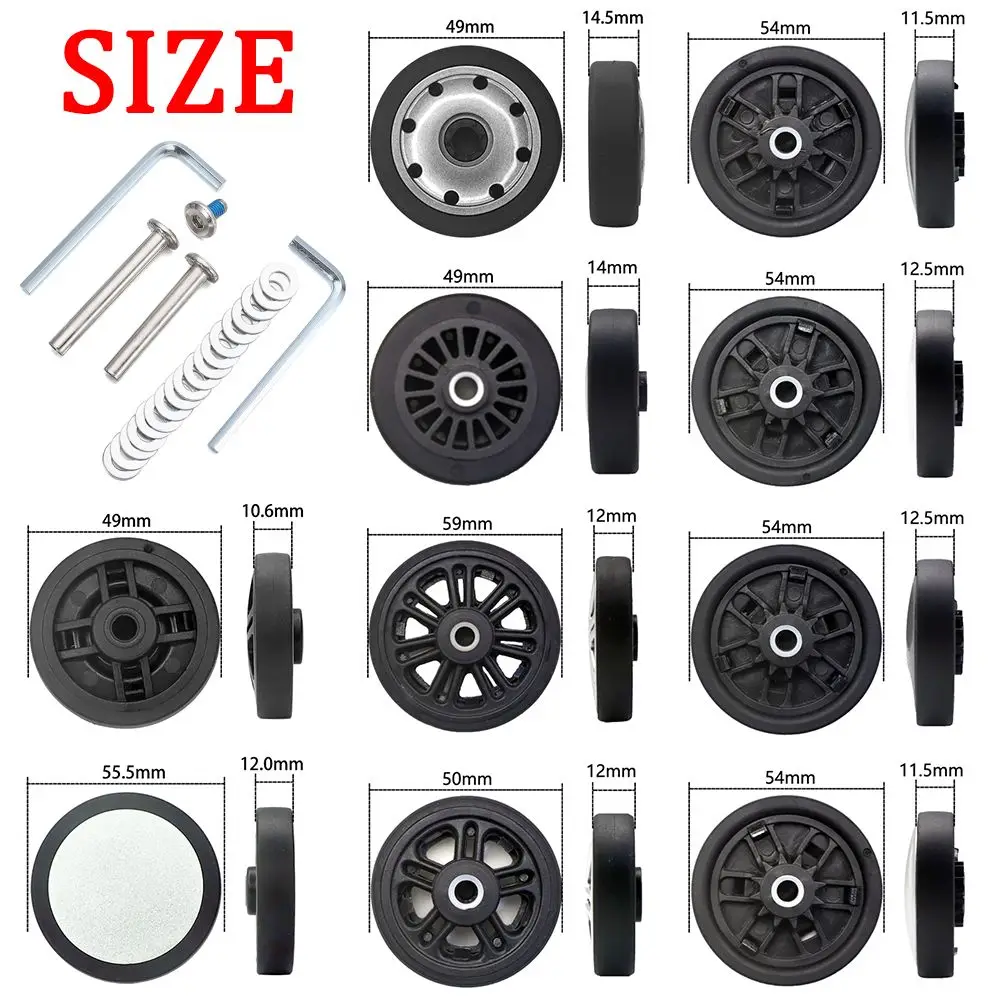 2Pcs Replace Wheels With Screw For Travel Luggage Suitcase Wheels Axles Repair Kit Silent Caster Wheel DIY Repair