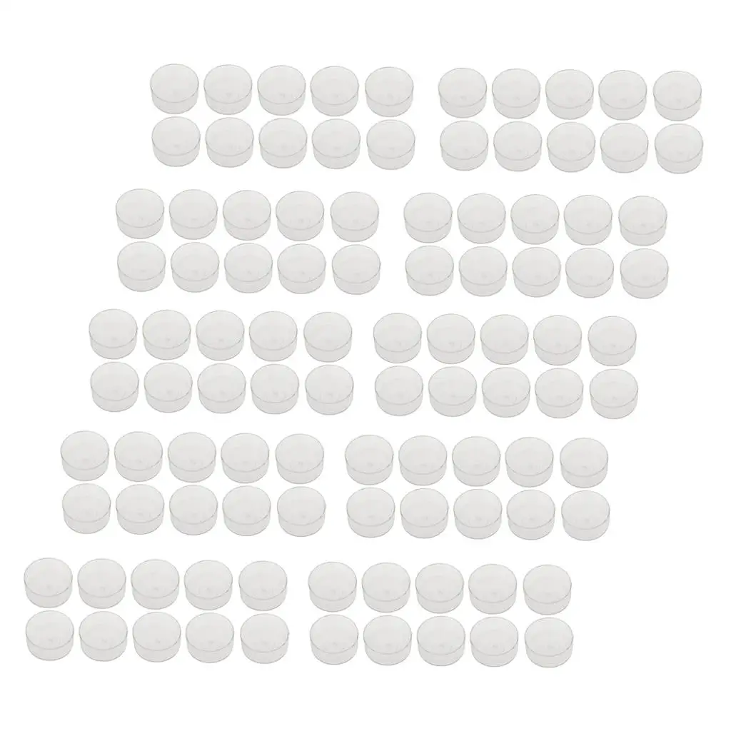 Practical 100 pcs Plastic Transparent Round Tealight Cups Resistant Empty Candle Mold DIY Wedding Party Decorations Box Collect view 4
