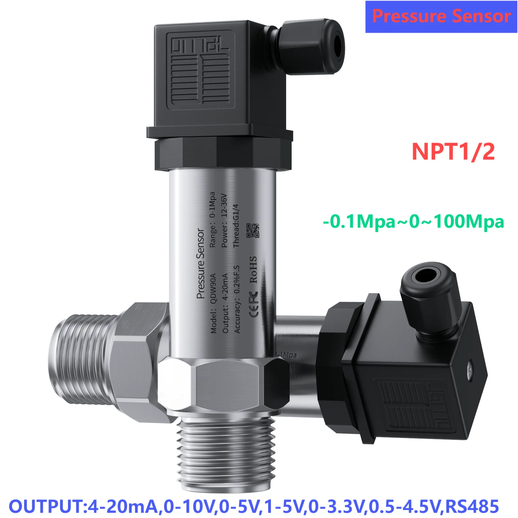 

NPT1/2 pressure transmitter sensor 0-5bar 10bar 50bar 15bar DC24V DC5V pressure transducer hydraulic 4-20mA 0-10V 0.5-4.5V 0-3.3