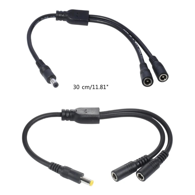 2 way DC Power adapter Cable 5.5mmx2.1mm/5.5mmx2.5mm 1 male to 2 female Splitter connector Plug extension for CCTV LED strip