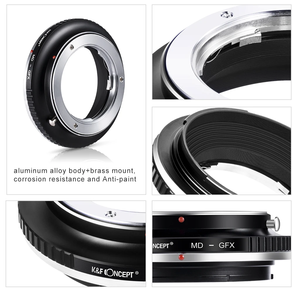 K&F Concept MD to GFX Lens Adapter for MINOLTA MD MC SR Mount Lens to Fuji GFX Medium Format Camera 50R 50S 50SII 100 100S