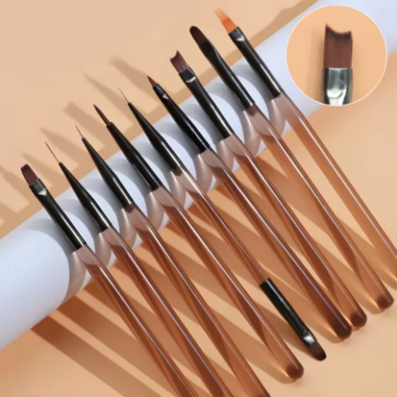9pcs/set Nail Art Design Pen Painting Tools with Nail Extension Gel Brush Nail Gel Brush at Home Diy Manicure