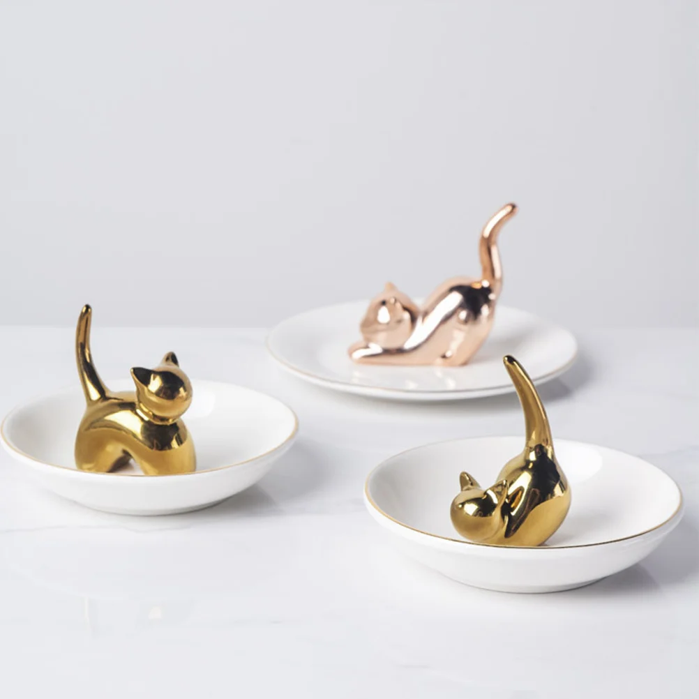 

Jewelry Plate Ceramic Ring Dish Tray Trinket for Women Earrings Storage Ornament