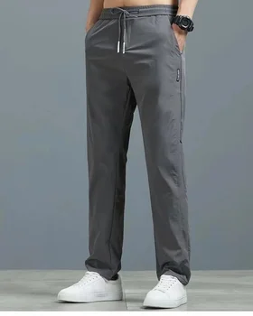 Korean Style Slim Fit Ice Silk Pants For Men Quick Dry Lightweight Business Casual Trousers 5