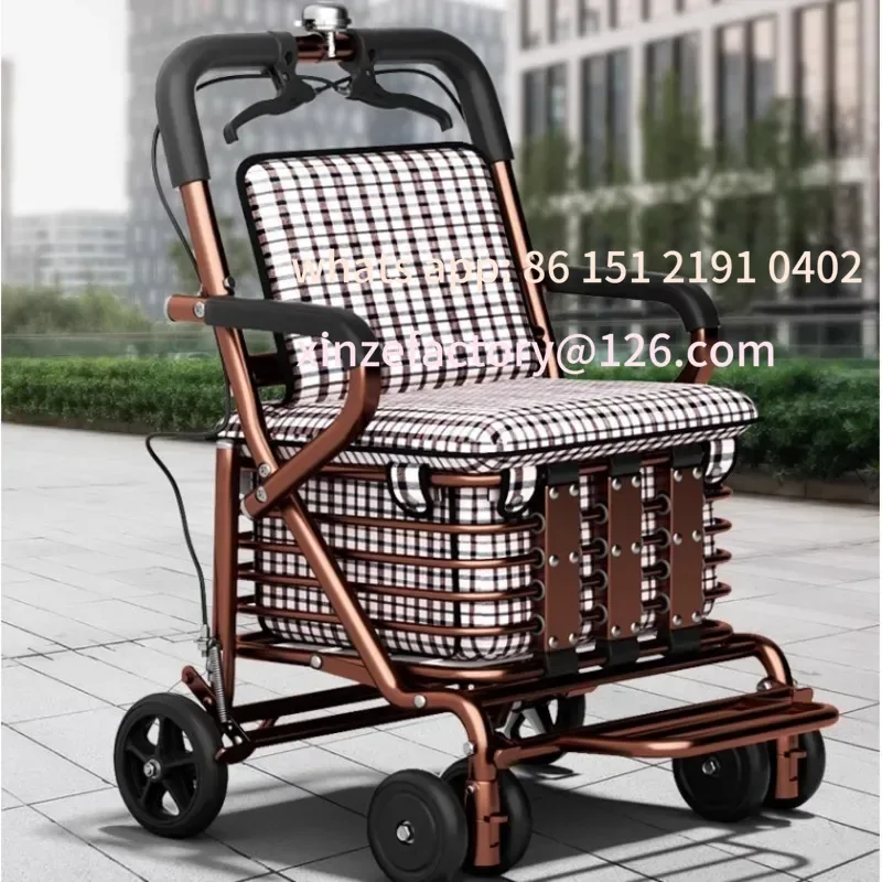 

Customizable Cart Dual Brake Anti-Slip Trolley Comfortable Seat Stable Heavy-Duty Small Pushcart Convenient Gro