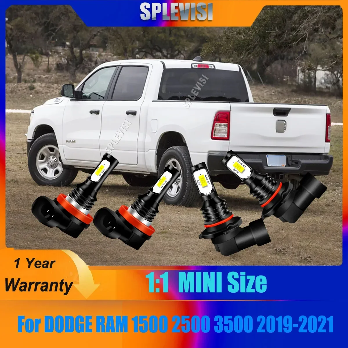 

12В автомобильные фары, противотуманные фары, ксеноновые белые светодиодные лампы, водонепроницаемые, для сильного дождя и бездорожья, для DODGE RAM 1500 2500 3500 2019 2020 2021