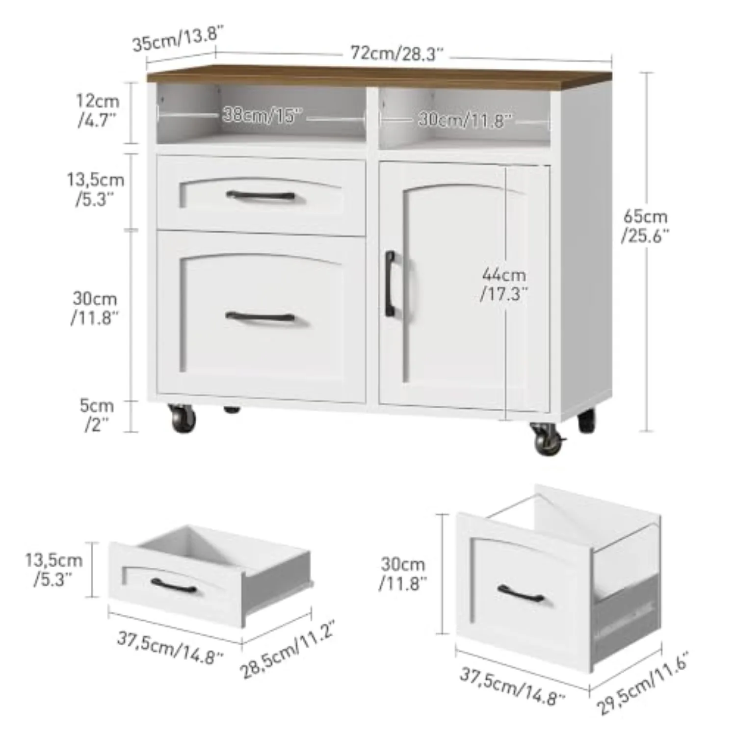 Lateral File Cabinet 2 Drawers, Filing Cabinets for Home Office | Rolling Office Storage Cabinet with Drawers, Fits