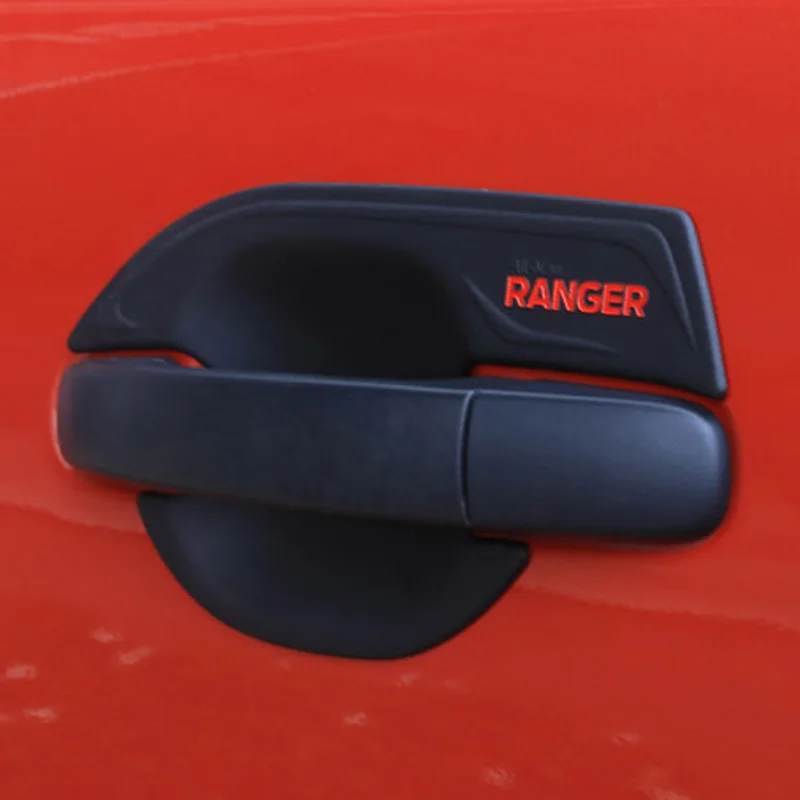 For Ford Ranger Door Protection Door Insert Handle Bowl Cover Pickup Trunk Auto Parts ABS Matte Black Car Accessories 2012-2021