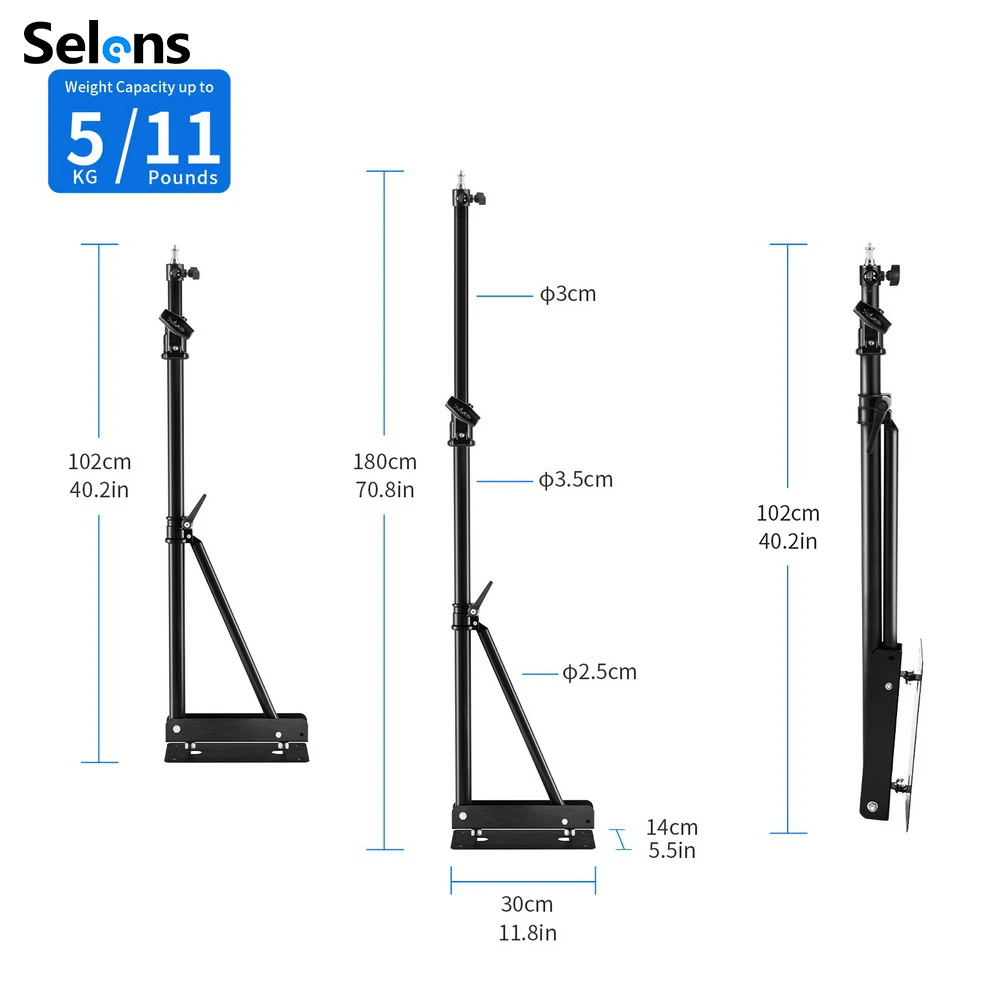 แขนบูมติดผนัง Selens สามเหลี่ยมแหวนไฟสนับสนุน180 ° การหมุนที่ยืดหยุ่นสำหรับสตูดิโอแฟลชวิดีโอ, monolight, softbox