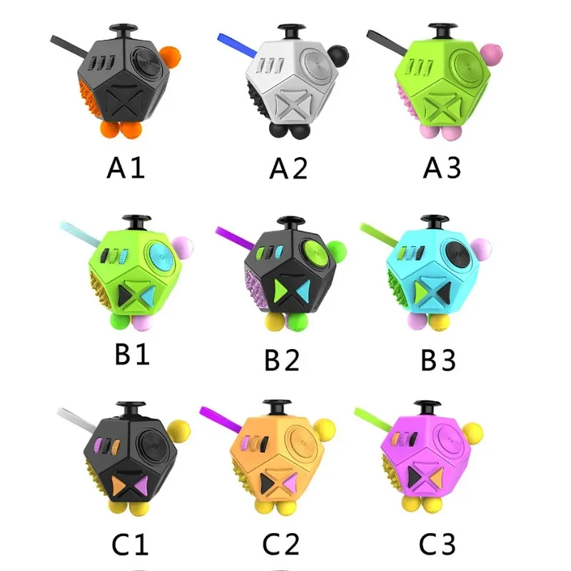 12面フィジェットキューブ感覚玩具、ストレスや不安を軽減、ADHD、ADD、OCD、自閉症の子供と大人のための抗うつキューブ