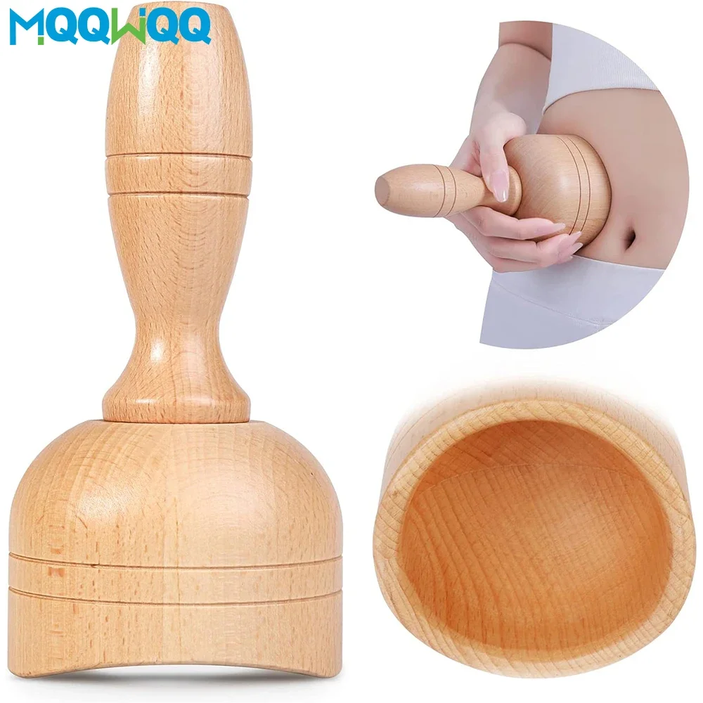 1Pcs Handhleld Wood Swedish Cup Body Sculpting Wooden Massager for Lympahtic Drainage, Anti-Cellulite, Muscle Pain Relief