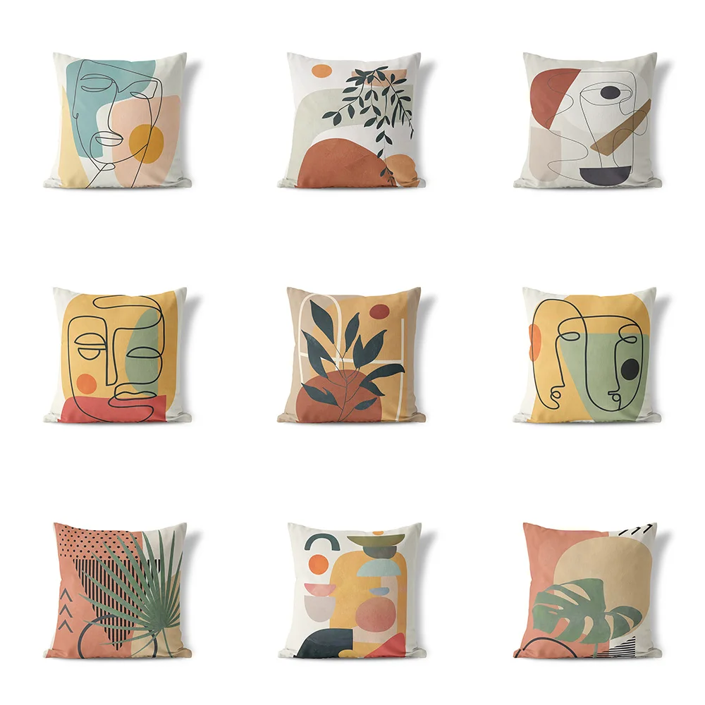

Home Decor Abstract Face Art Print Cushion Cover Soft Polyester Pillowcase Bedroom Car funda de almohada