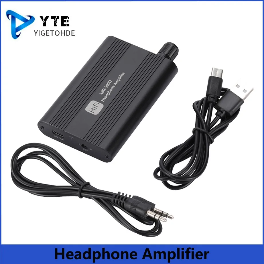 YIGETOHDE 16-300 ohm HiFi Headphone Earphone Amplifier 3.5mm Jack Aux Portable Adjustable Audio Amp Mobile Phone Music Player