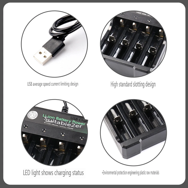 18650 Li-ion Battery Charger 4 Slots AC 110V 220V EU/US Dual For 18500 Charging 3.7V 4.2V Rechargeable Charge for 18350