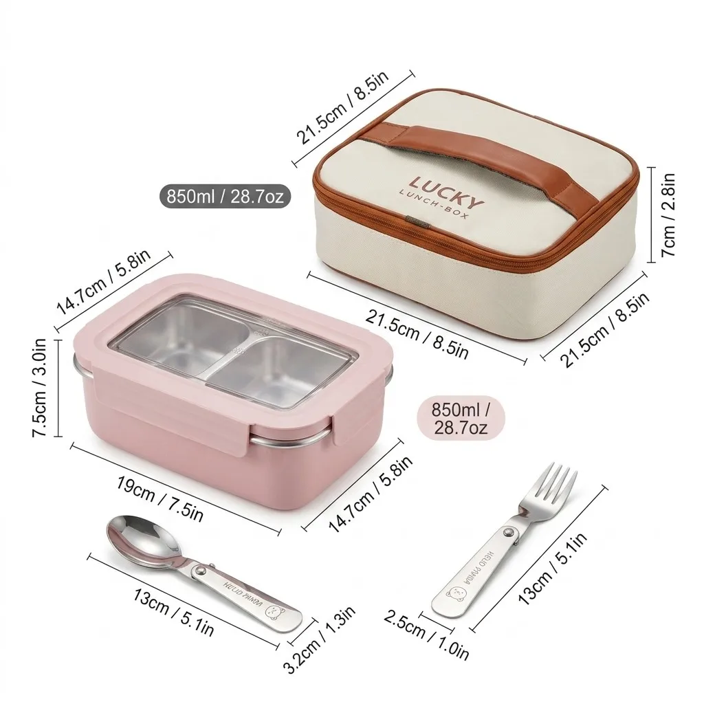 304 roestvrijstalen bento lunchbox voor kinderen en studenten, draagbare, afgesloten voedselcontainer voor fruitsalade met compartimenten, magnetronbestendig.