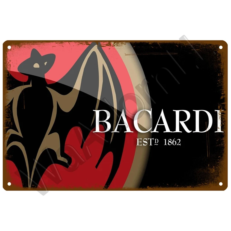 Bacardi البيرة تين تسجيل اللوحة المعدنية تسجيل بار المشارك غرفة إكسسوارات ديكور منزلي خمر جدار ديكور على لوحة جدارية