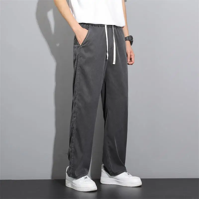 2023 Summer New Men's Summer Trendy Brand Straight Loose Men's Comfortable Casual Trousers Boutique Clothing Simple Style