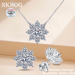 NKHOG Moissanite Jewelry Sets Sunflower Pendant Necklace Earrings For Women S925 Silver Neck Chain Ear studs Gifts Fine Jewelry