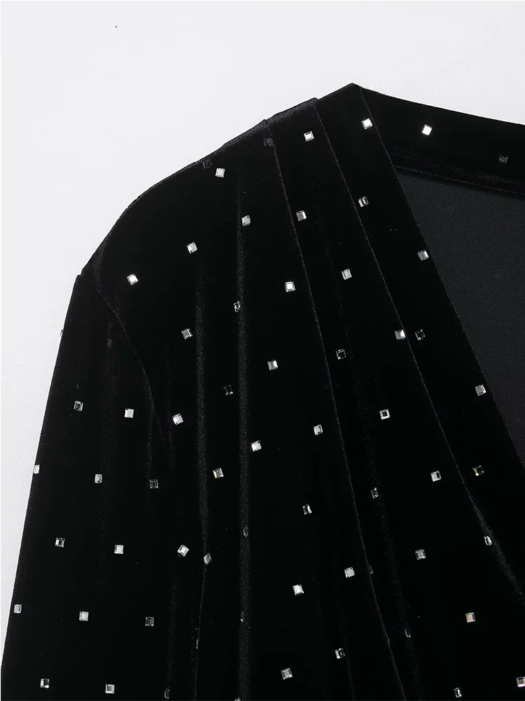 Vrouwen sexy jurken 2025, vrouwen herfstmode lange mouwen sieraden decoratie lange jurk vrouwen elegante avondfeest rokken