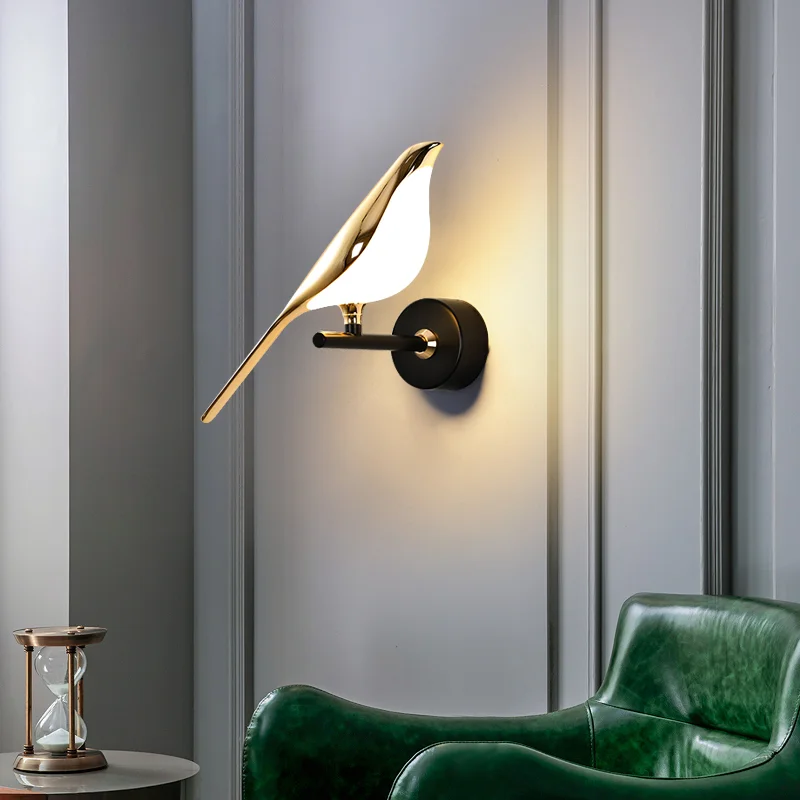 TINNY Nordic Wall Lamp Vintage Simple LED Creative Design Bird Rotatable Decorative For Hotel Living Room Bedroom Sconce