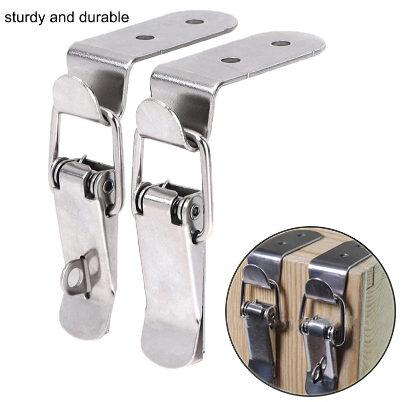 90 Degrees Duck-mouth Buckle Hook Lock  Draw Toggle Latch Clamp Clip Silver Hasp Latch Catch Clasp