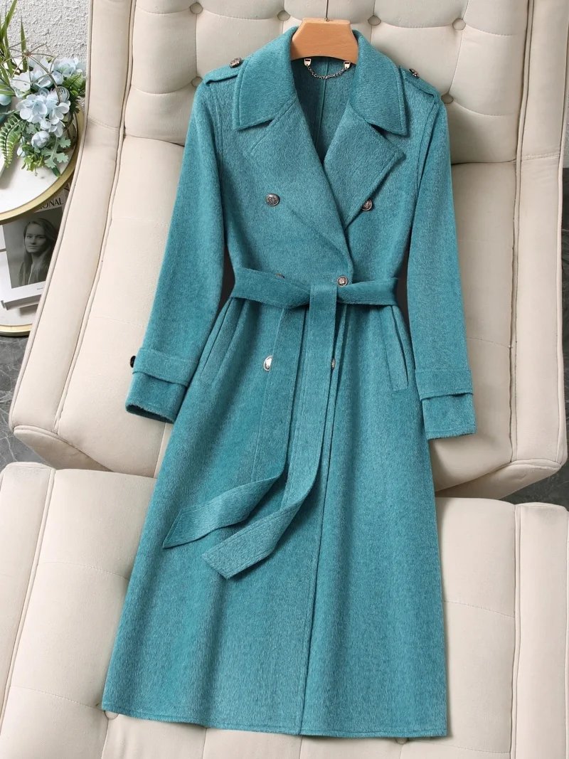 

Long Double-Sided Woolen Coat For Autumn And Winter 2025, New Lightweight Warm Style, Fashionable Slimming Outerwear W1655