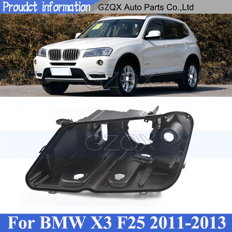 CAPQX Front Bumper Headlight Back Shell Head Light Back Black Cover For BMW X3 F25 2011-2013 Headlight Base Headlight Back House