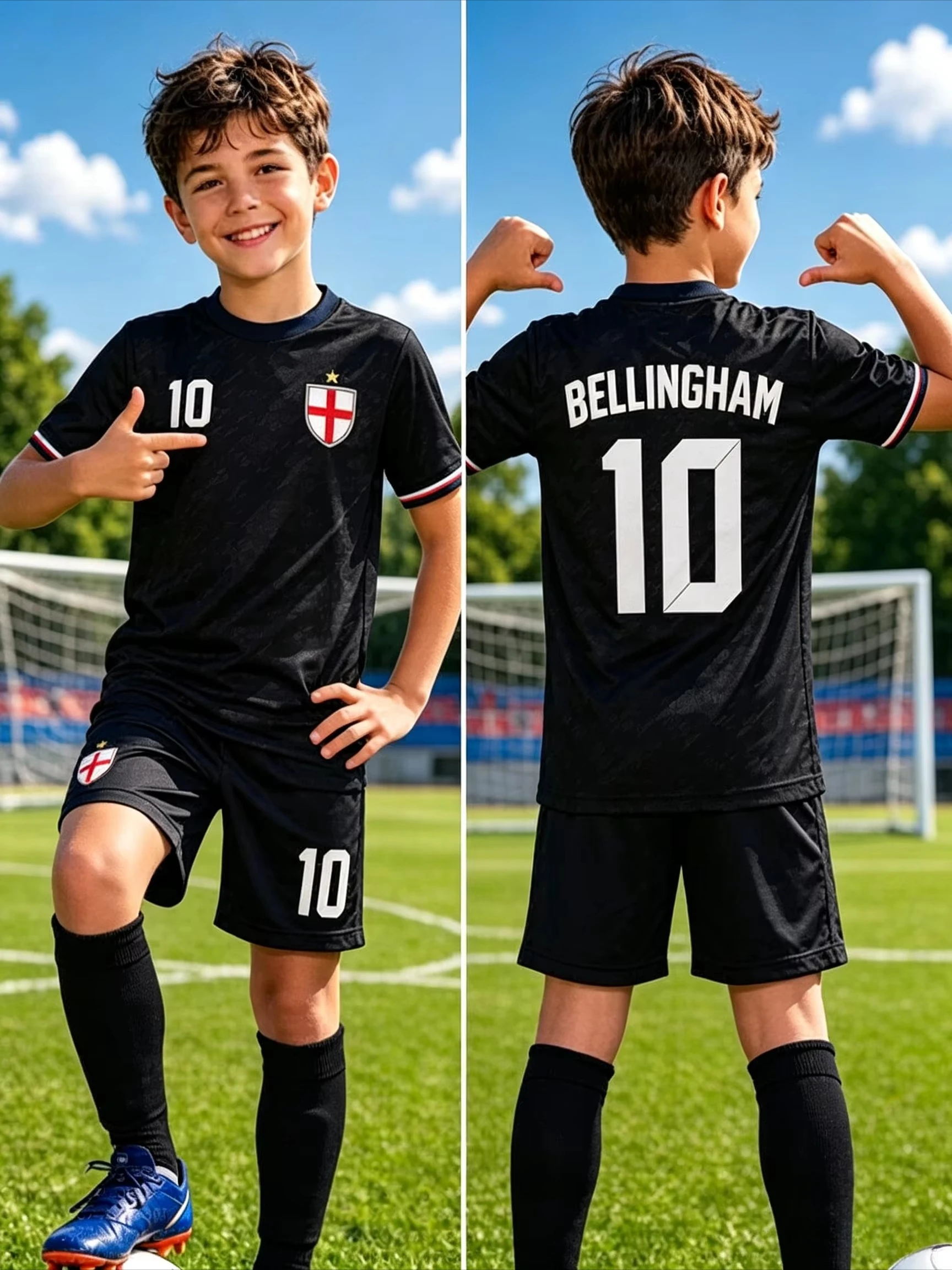 2026 Children‘s Tracksuit Bellingham #10 Print T-shirt+Shorts Sets Football Jersey England Fans Suit Sports Kids/Adult Outfits