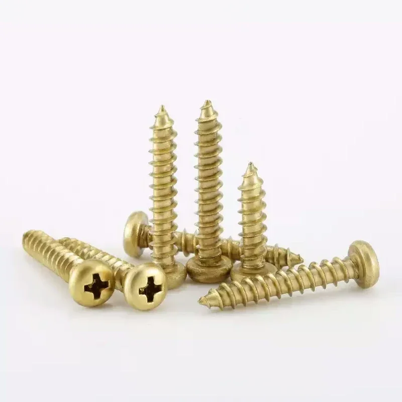 M3 M3.5 M4 M5 M6 Furniture Screw GB845 Brass Copper Cross Recessed Phillips Pan Head Self-tapping Screws Wood Screws