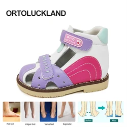 Ortoluckland-Sandalias ortopédicas para niñas, zapatos de verano, calzado de cuero con punta cerrada, de 2 a 8 años