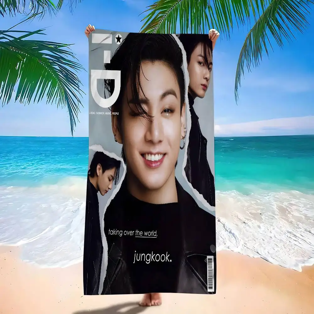 J-Jung K-Kook مناشف الشاطئ الكبيرة المصنوعة من الألياف الدقيقة، منشفة سريعة الجفاف، مناشف الشاطئ الرملي، منشفة حمام السباحة للسفر، حمام السباحة، اليوغا #6