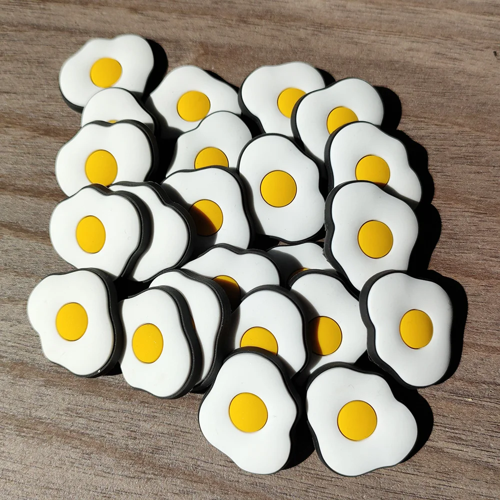 1-100pcs Fried Eggs Resin Shoes Charms Kawaii Shoe Accessories Slices Shoe Decorations Clog Kids Gifts